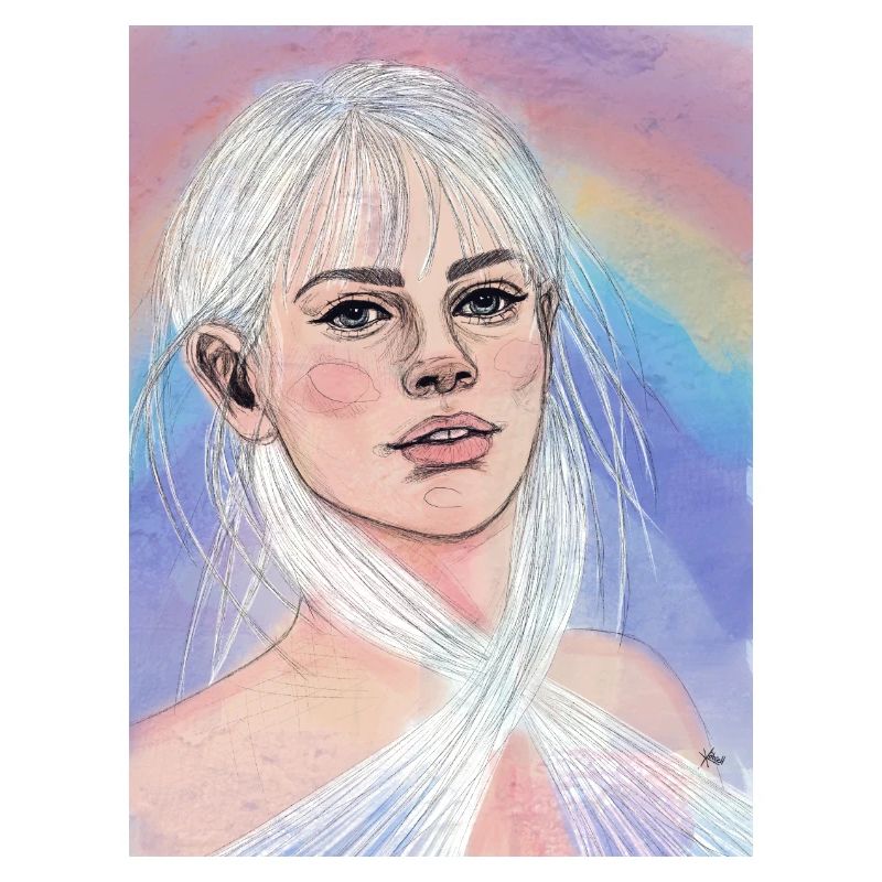 Frau mit Regenbogen