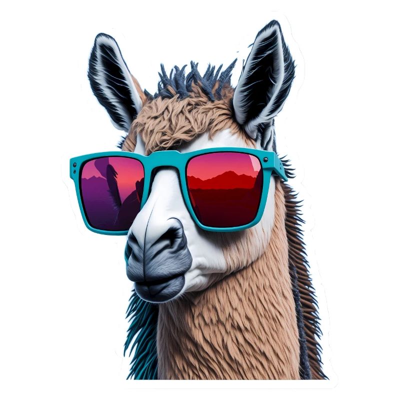 Lama mit Sonnenbrille Farbenfroh Lustig