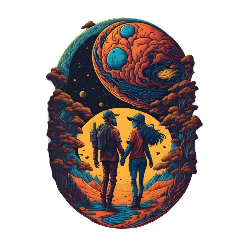Se tenir la main dans l’espace Amour romantique