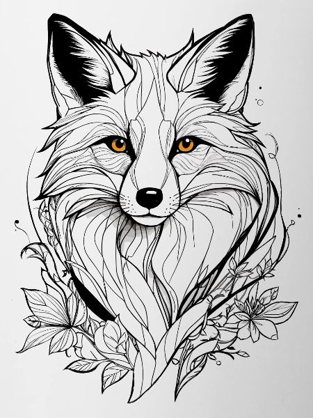 Cute Fox Face Floral