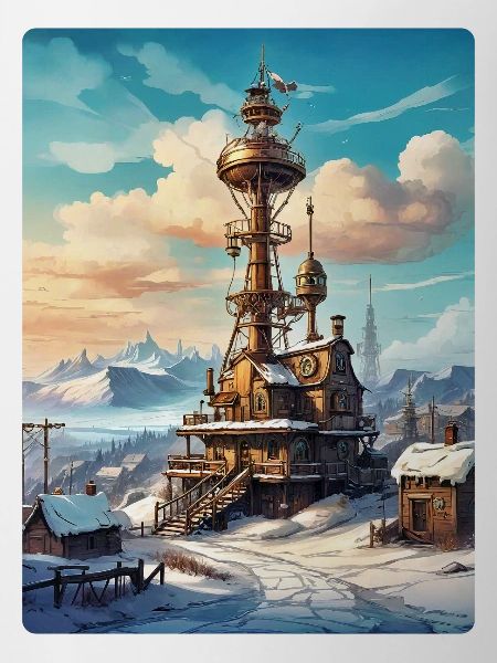 Steampunk Winterlandschaft mit Funkturm 1.16