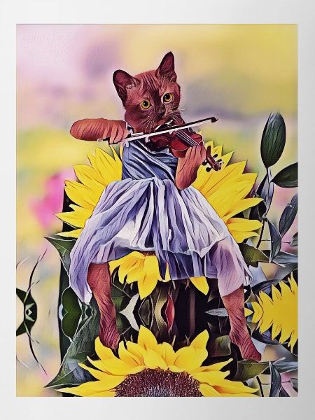 Fiddler Cat on Sunflower