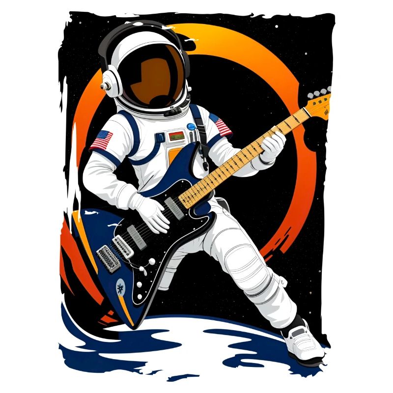 Astronaute jouant de la guitare dans l’espace