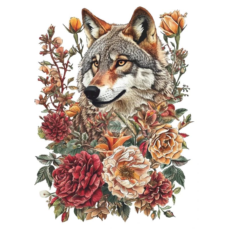Wolf und Blumen