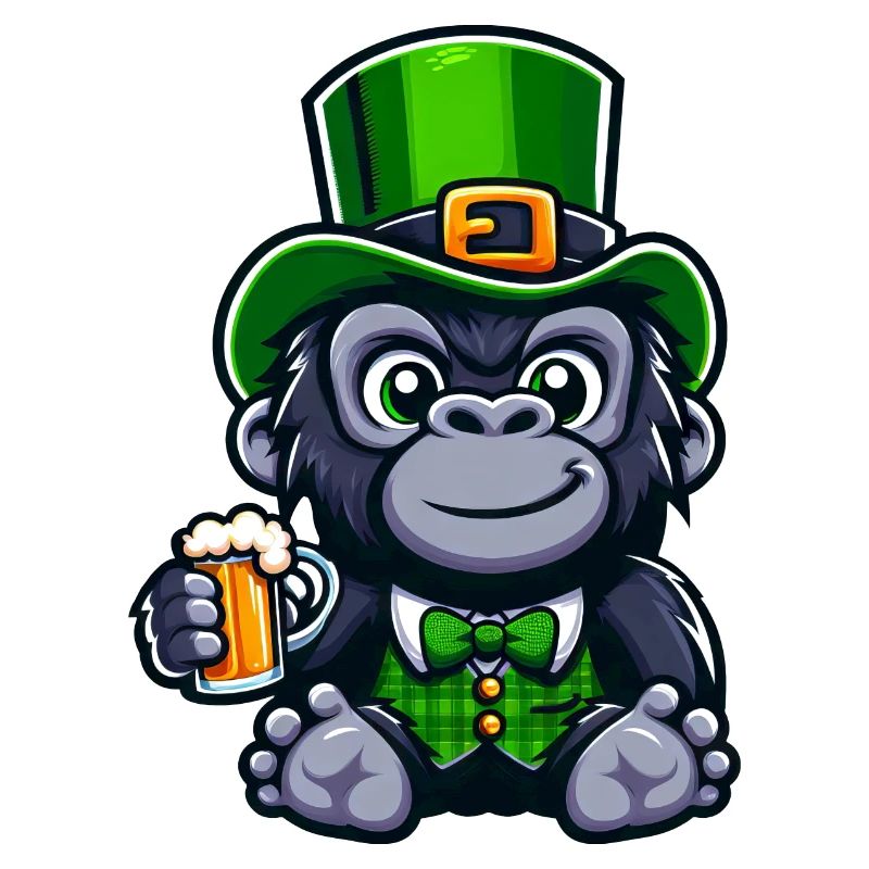 St. Patrick's Gorilla mit Bier Cartoon