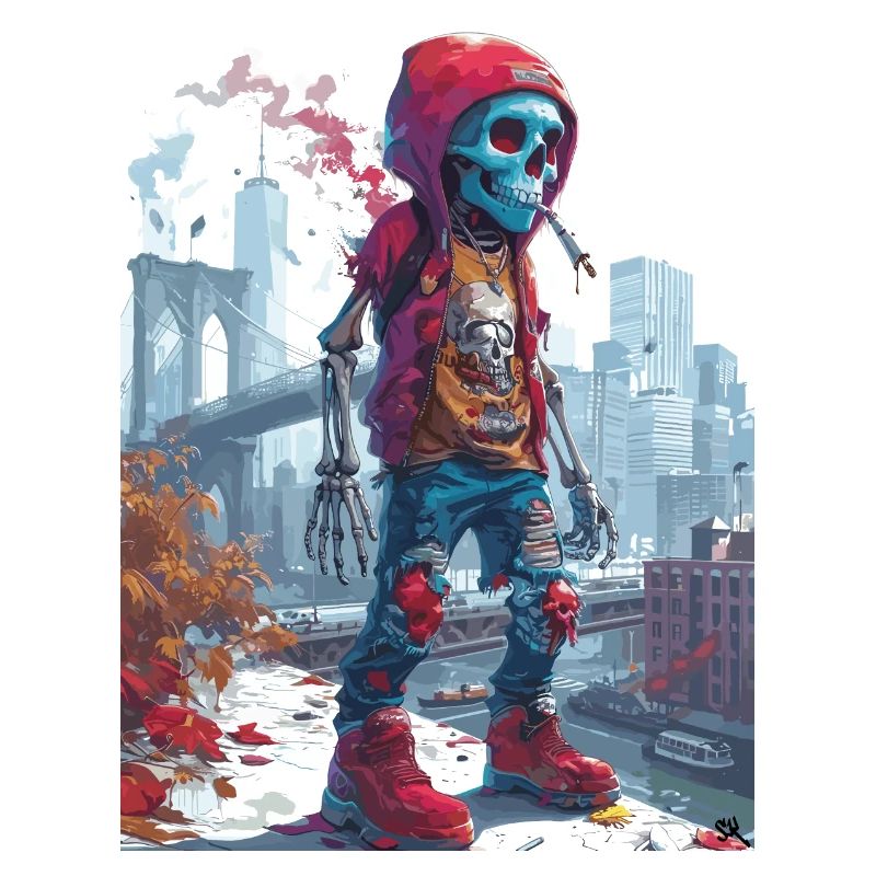 Smoking Skull, Totenkopf mit Zigarette