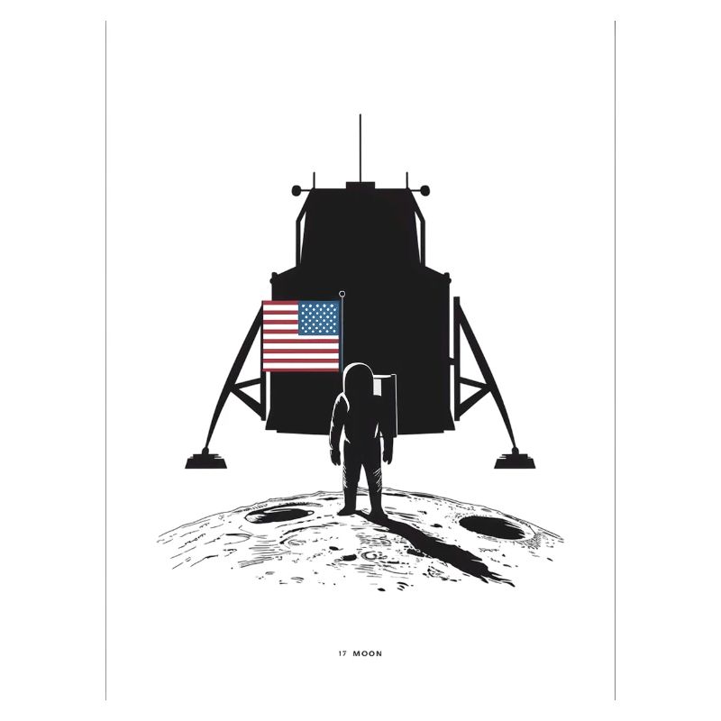 Astronaute et drapeau de l’alunissage
