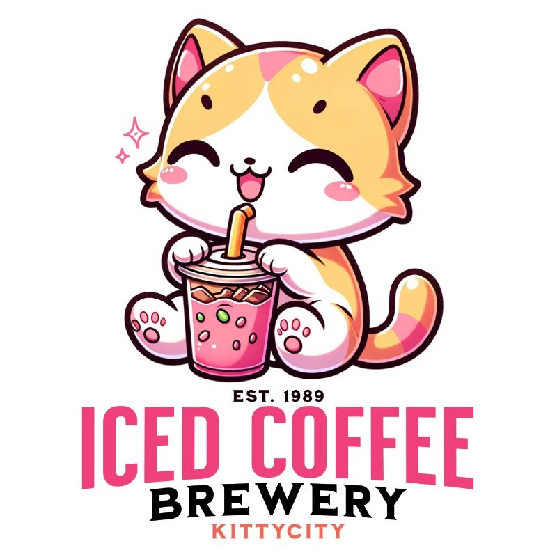 Sommer Eiskaffee Katzen Kawaii kitten Iced coffee