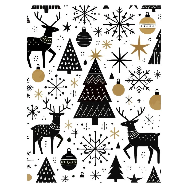 Scandinavian Christmas Elements and Winter Trees