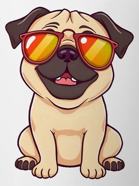 Playful Pug Wearing Sunglasse