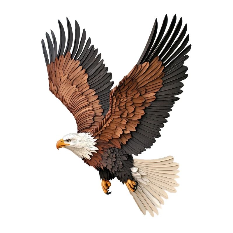 A majestic eagle in flight layered paper effect