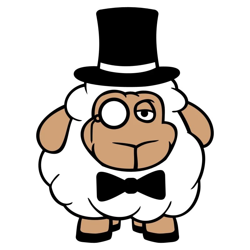 mouton M. Gentleman chapeau haut de forme Monocle lunettes