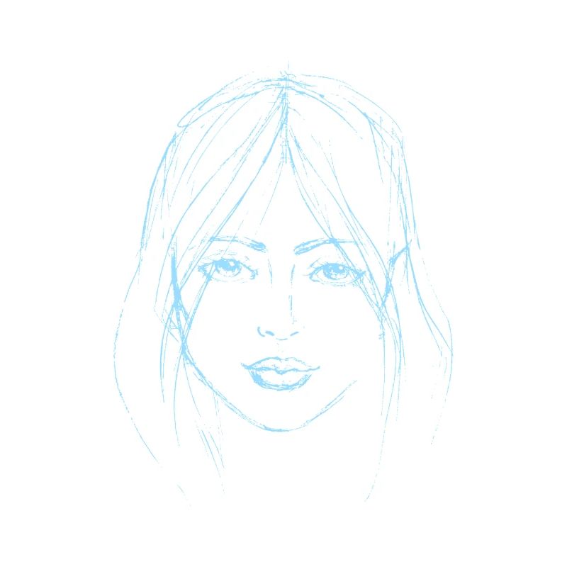Frau Gesicht hellblaue Illustration