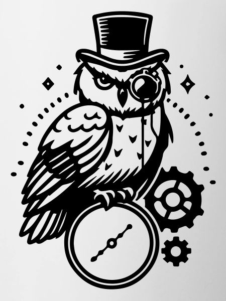 Steampunk owl and clock design