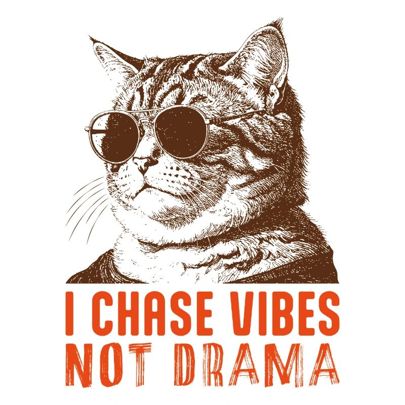 Cool Cat Vibes - Conception drôle de chat « sans drame »
