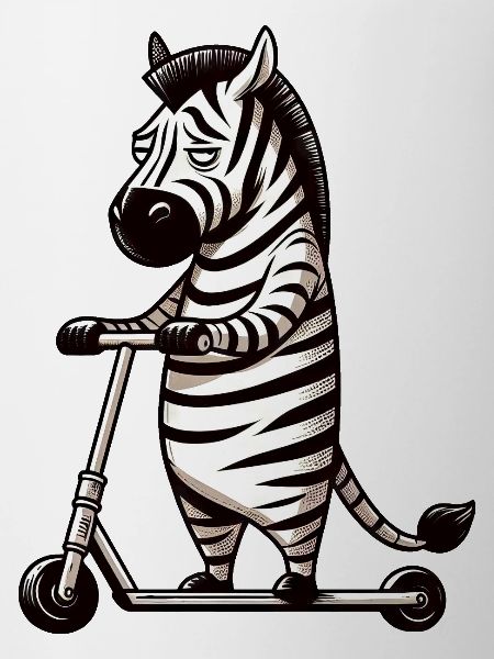 Witziges Zebra Roller Scooter Langeweile Cartoon