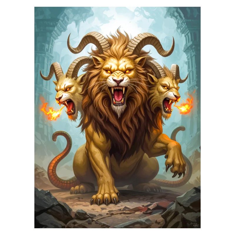 Chimera, three-headed lion-goat-serpent beast