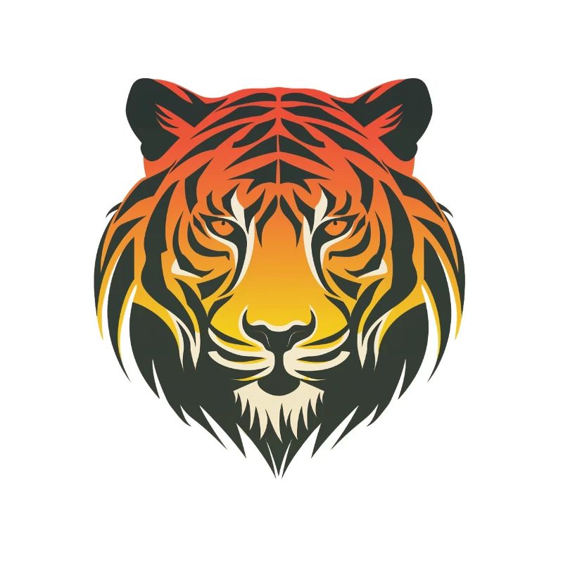 Elegant tiger head in gradient