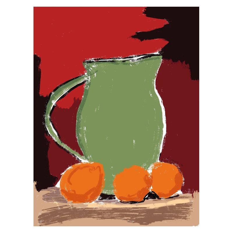 Artful Still Life Pitcher with Oranges