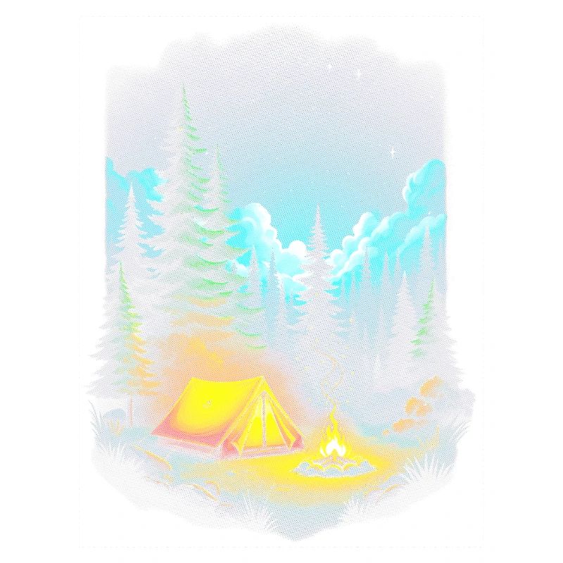 Nuit étoilée, feu de camp, scène de forêt