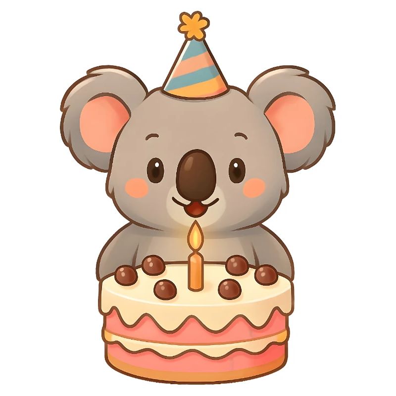Petit koala avec gâteau d’anniversaire