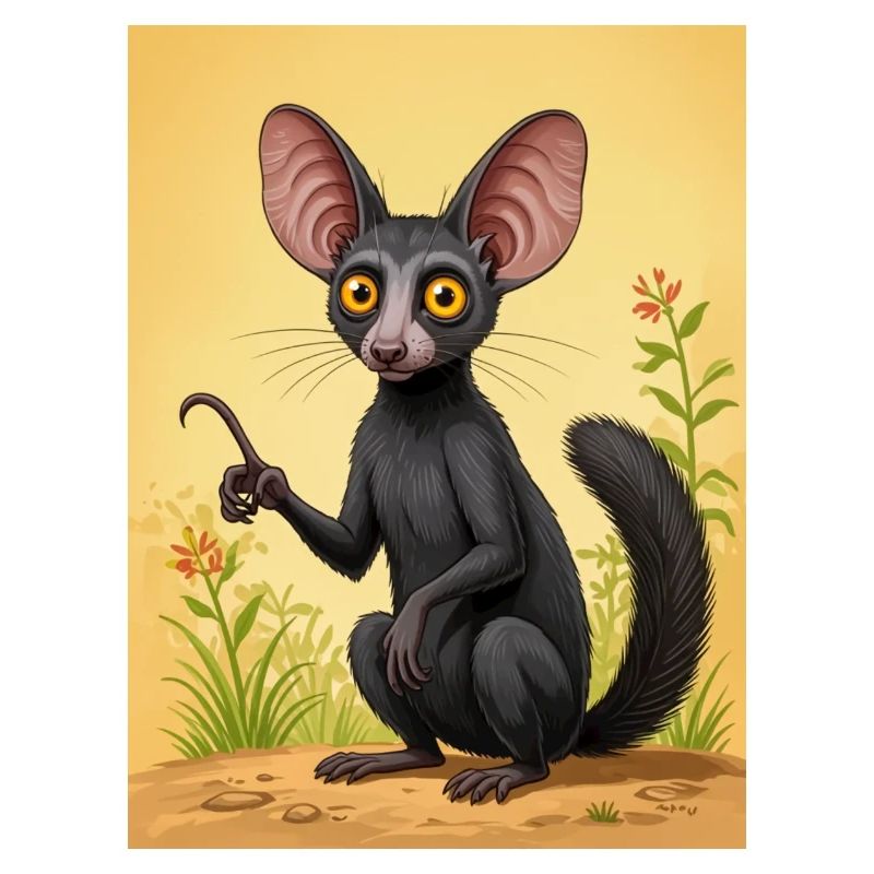 Aye-Aye Farceur nocturne de Madagascar, large e