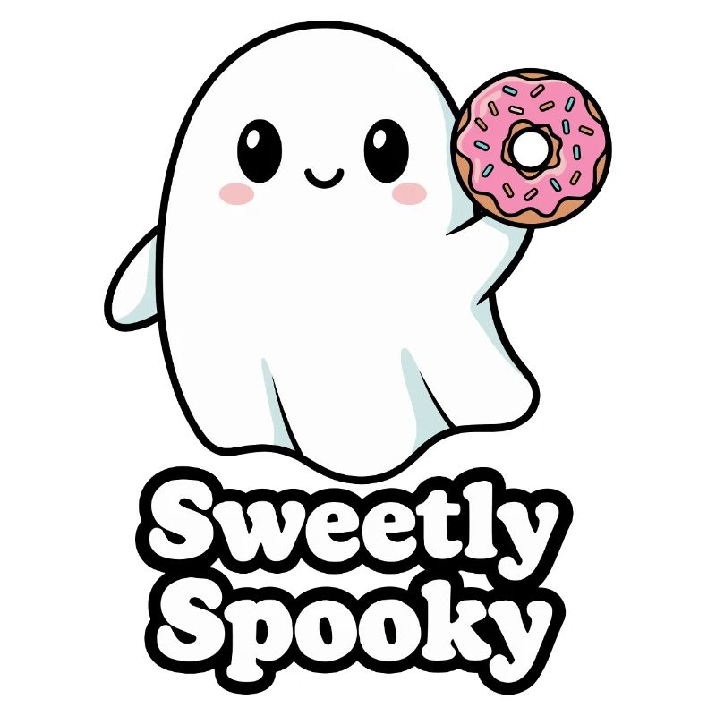Cute Haunted Ghost with Donut