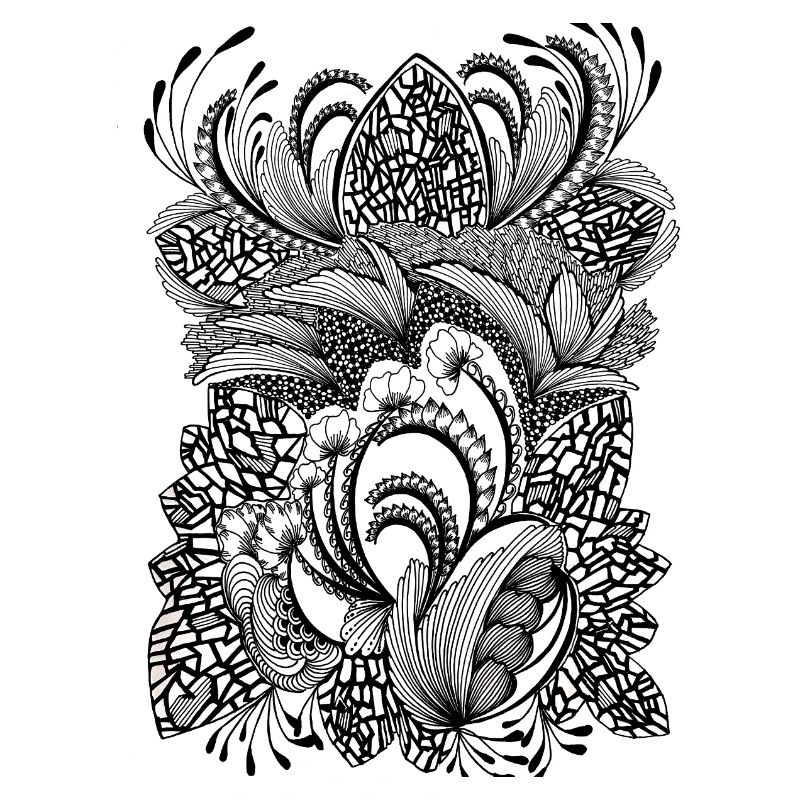 Black and white pattern flowers