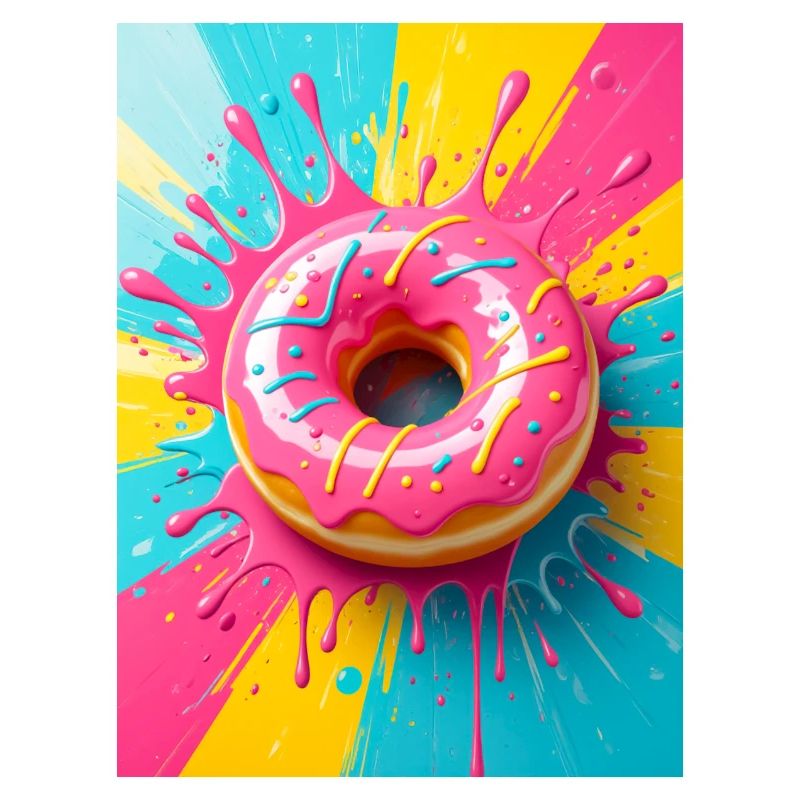 Beignet rose brillant avec une douce couleur pop-art