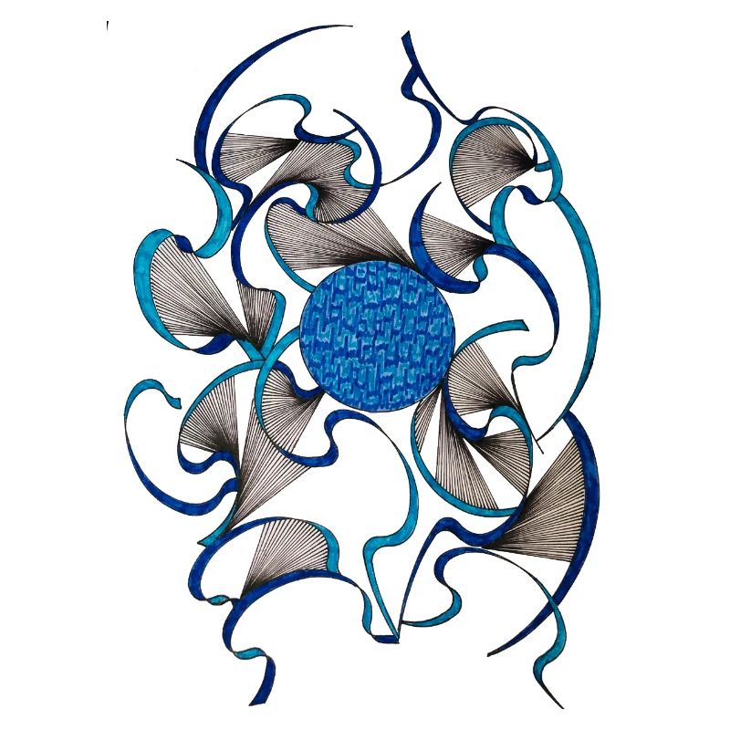 Blue Swirl Flower Pattern