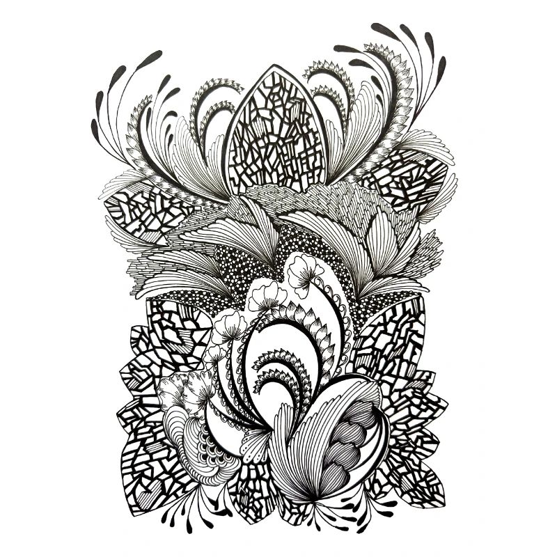 Motif des branches de fleurs noires et blanches