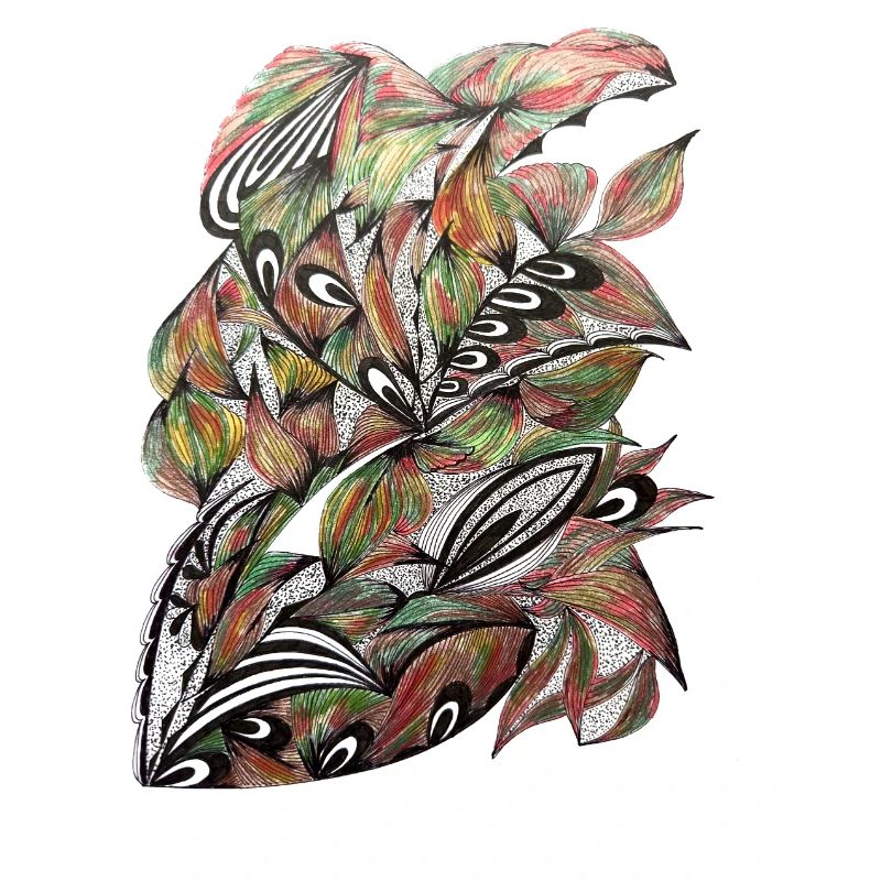 Motif éclatant de paon feuille