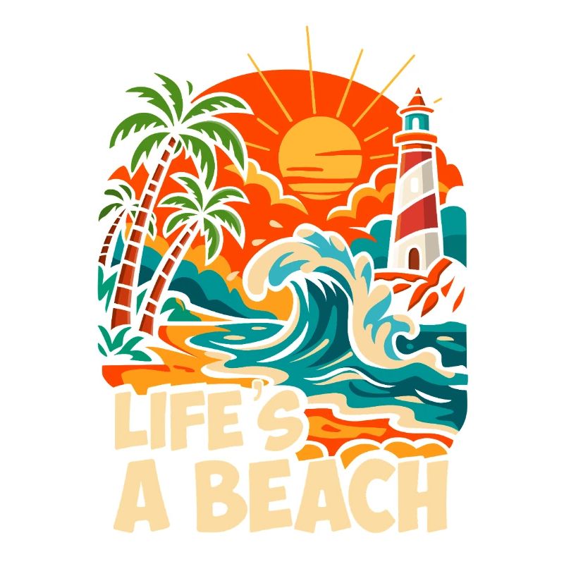 Life's a Beach Tropical Beach Illustration