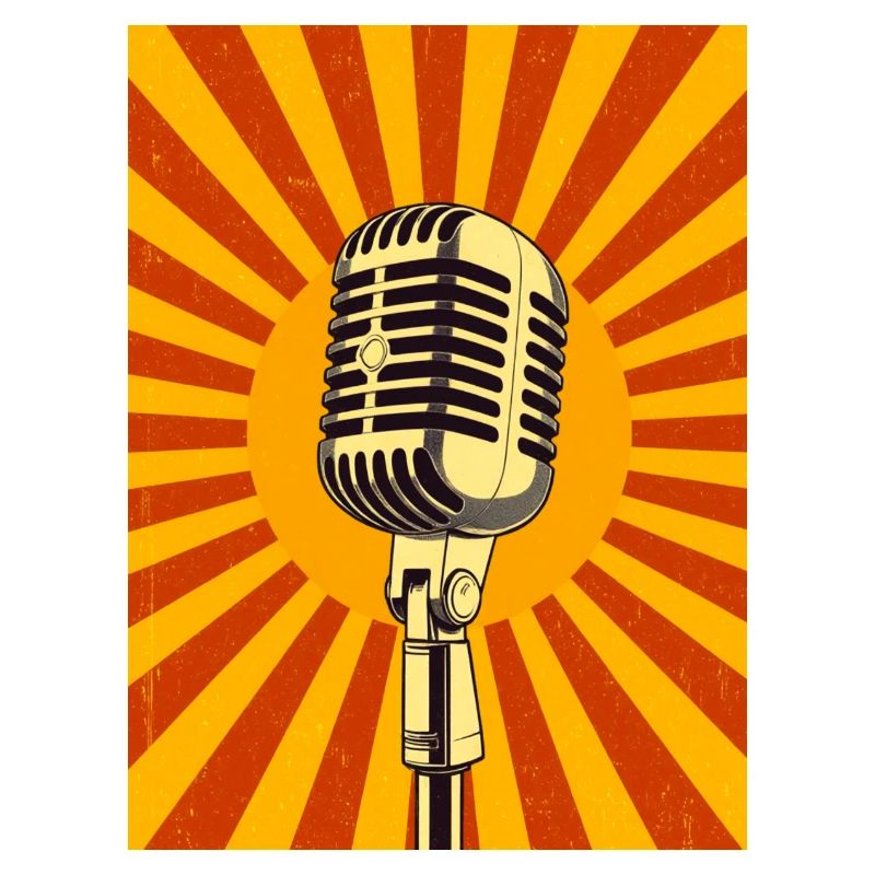 Classic Retro Microphone Glowing with Soulful