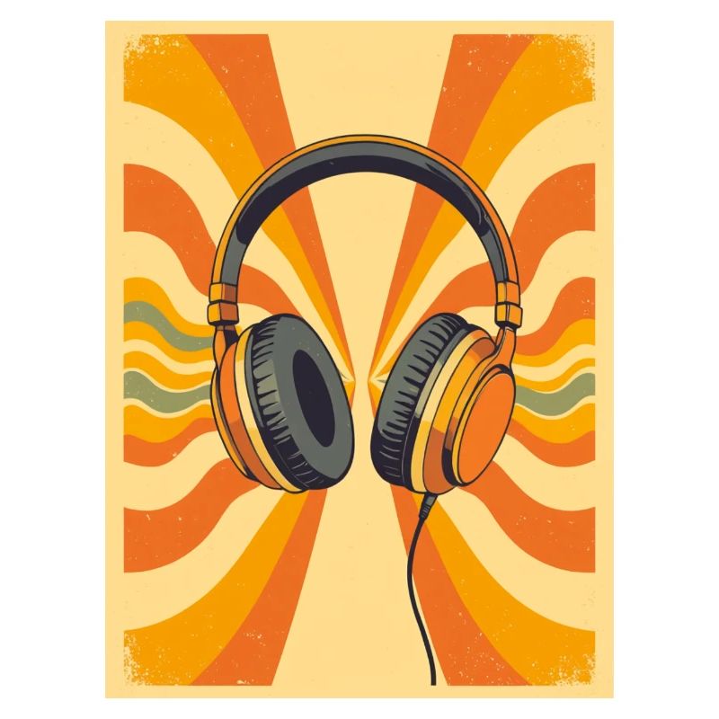 Warme Retro-Kopfhörer mit groovy Circular Vibrati