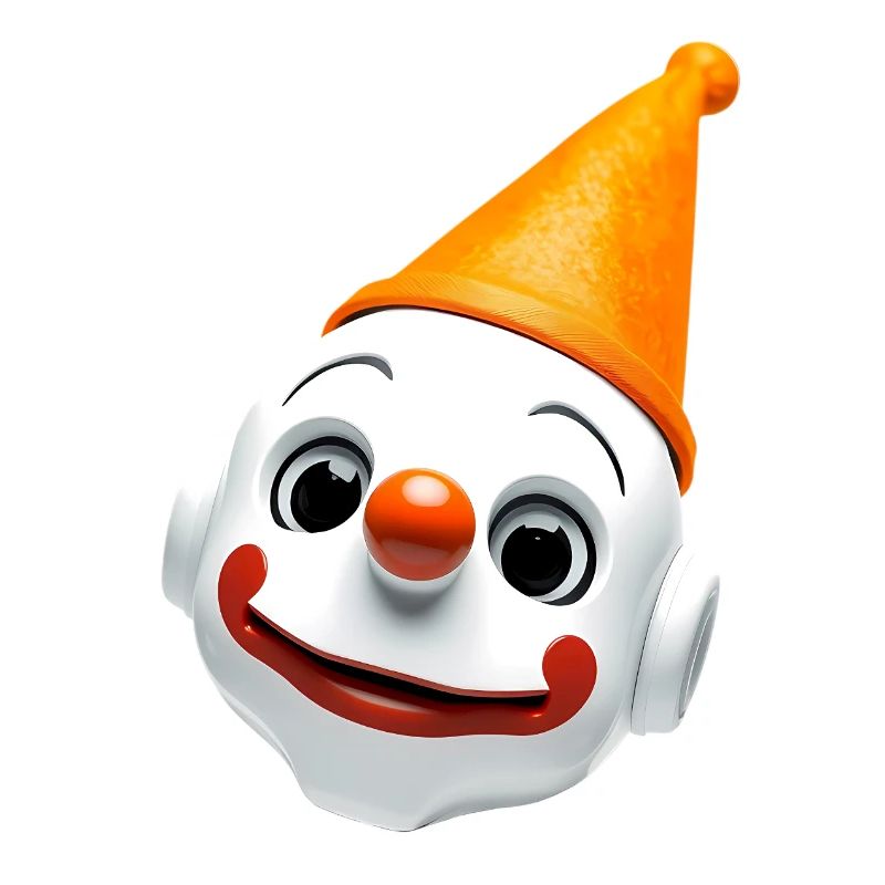 Clown face with orange hat