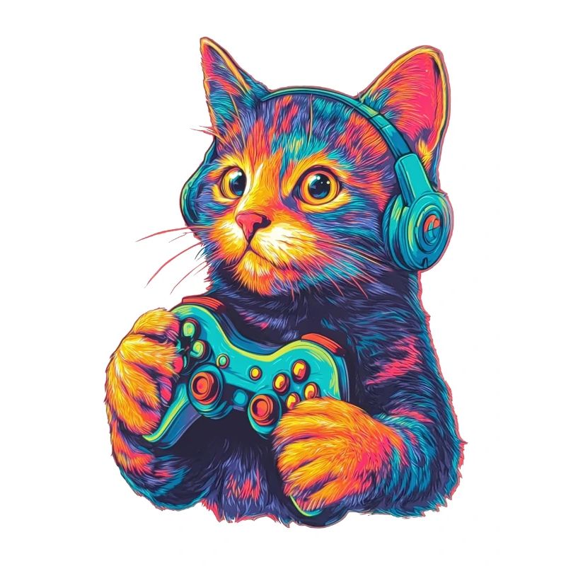 Funny Cat Gaming Gamer