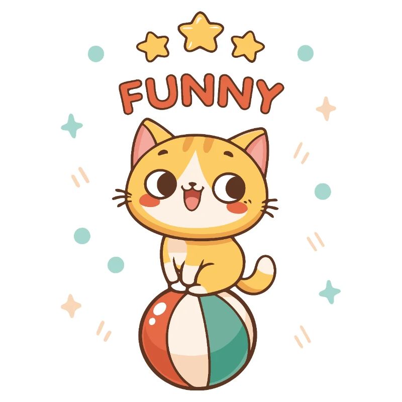 Funny kitten on colored ball
