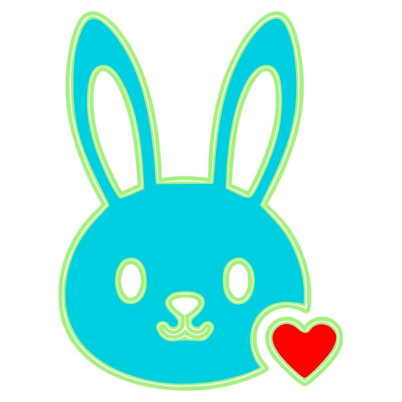Neon Hase Kopf Herz Y2K Cute Vektor