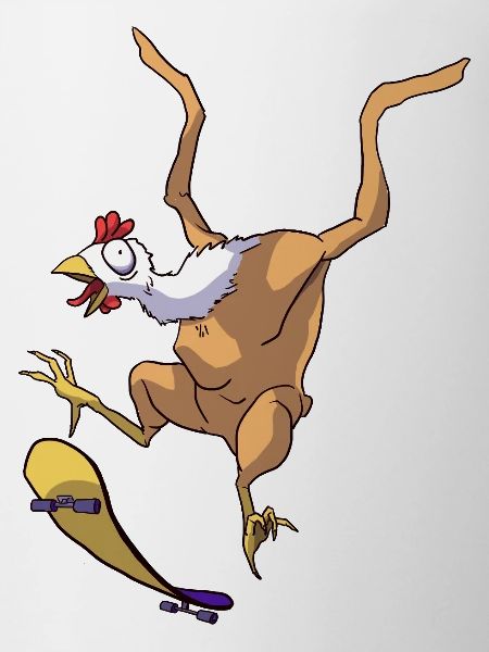 Skateboarding chicken