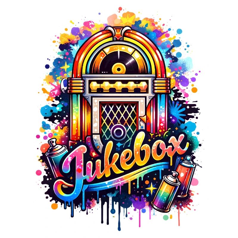 Colorful jukebox in graffiti style