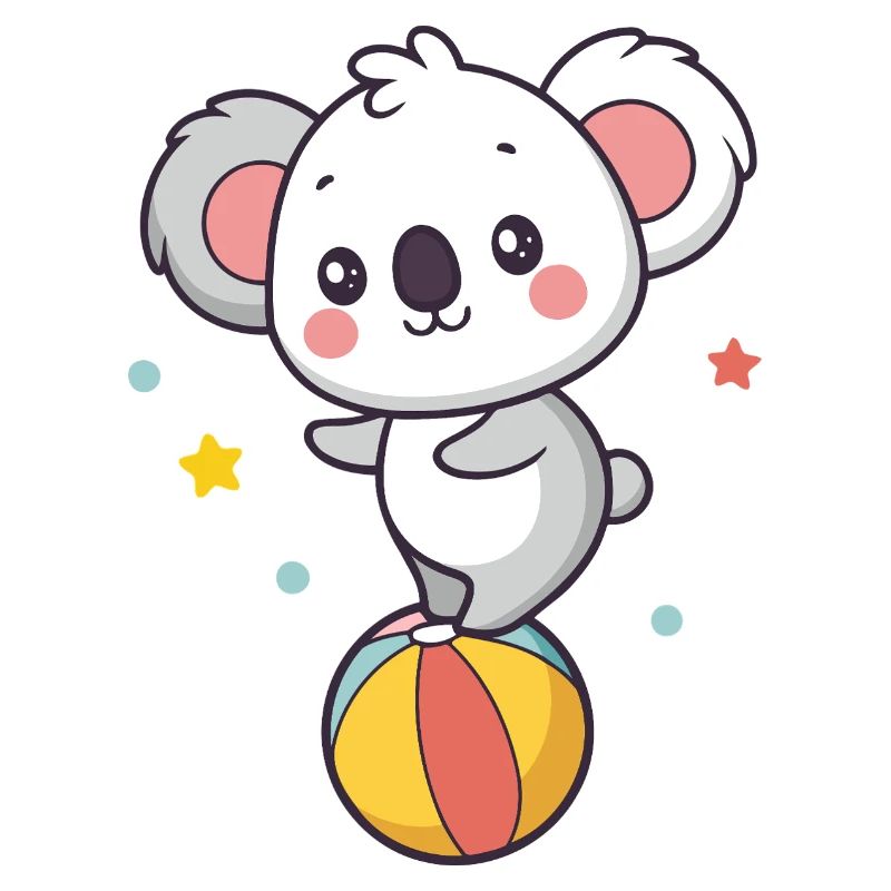 Cute Koala on Rainbow Balloon
