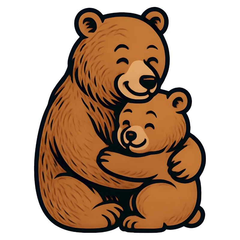 Brown Bears Hug Cuddly Drawing