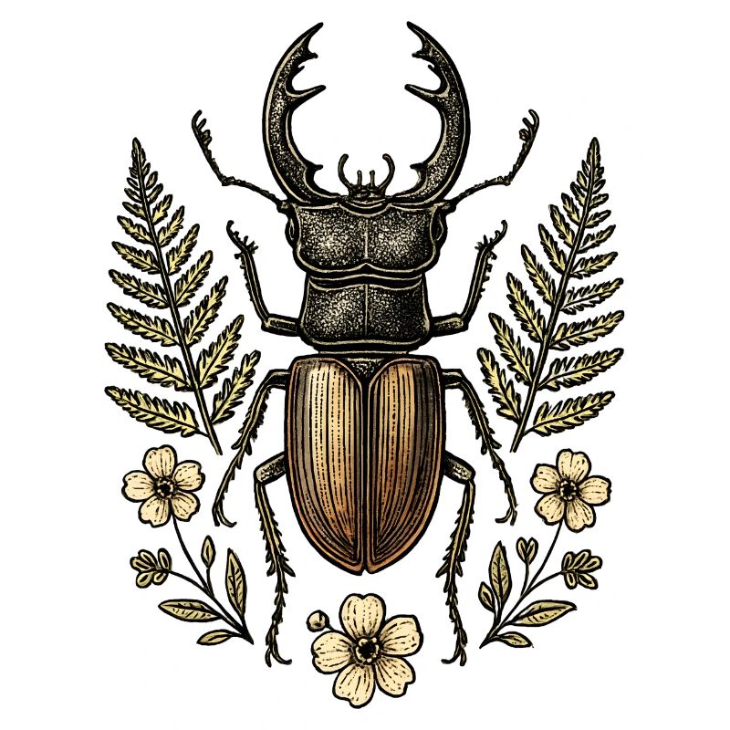 Insecte en bronze dans une couronne de feuilles