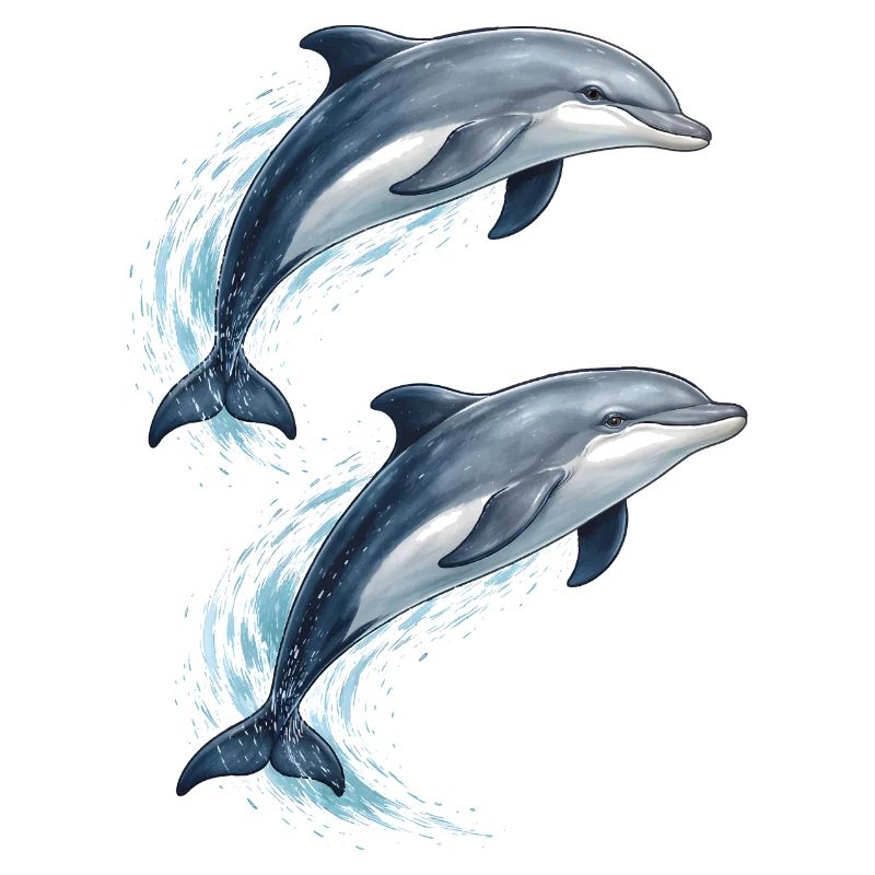 Two jumping dolphins illustration