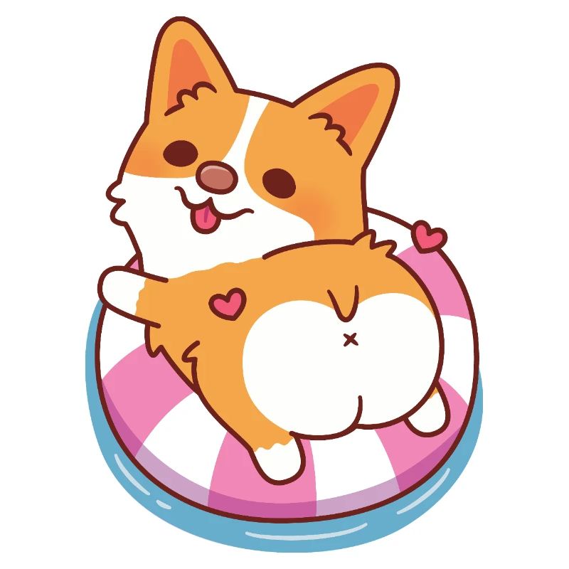 Süßer Corgi entspannt im Pool-Float-Sommer