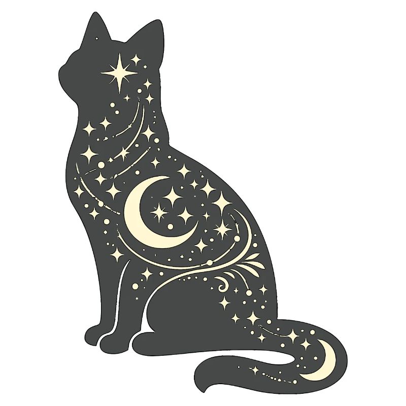 Moon Star Cat Silhouette