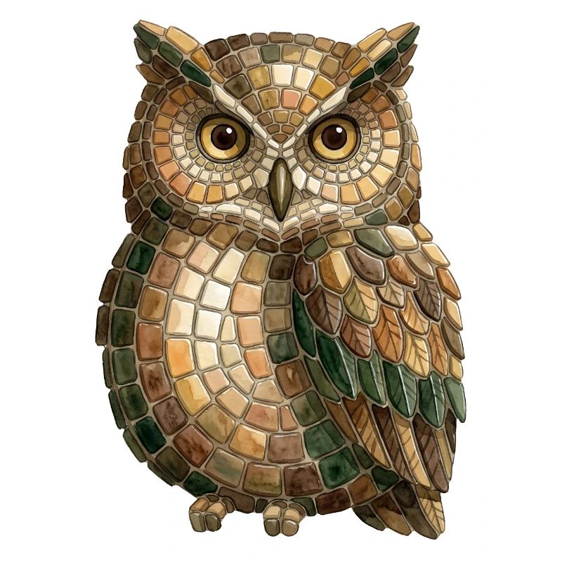 Eule Mosaik - Weise Eulenfan Geschenkidee