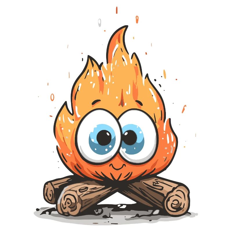 Campfire flame with googly eyes