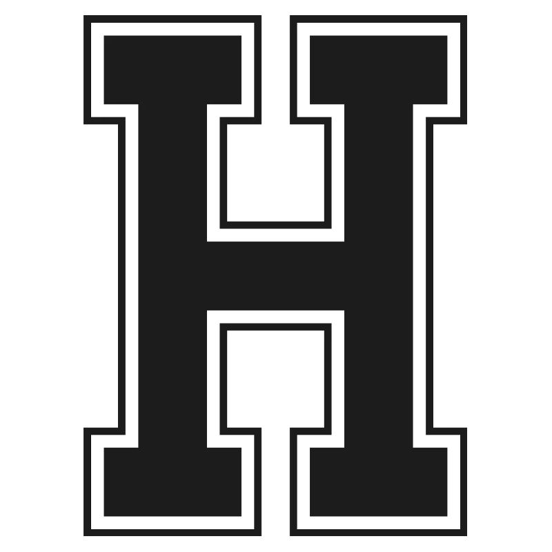 Monogram Black Yellow College House Initial H